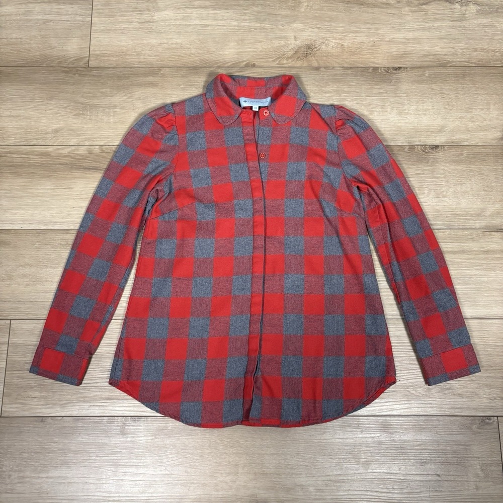 Tuckernuck Saranac Plaid Flannel Shirt Red Check Plaid Size Extra Small XS‎